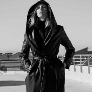 Zara leather hooded coat